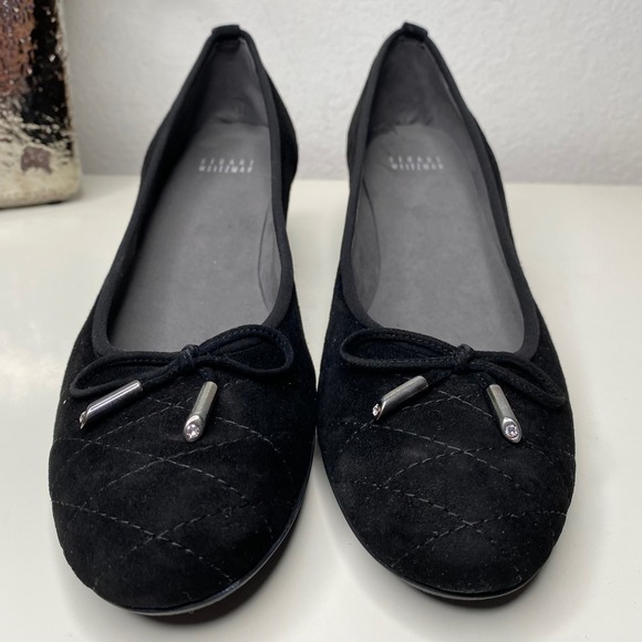 Stuart Weitzman Quilty Black Suede Quilted Bow Wedge Heels Luxury Shoes Size 11N - Picture 4 of 11